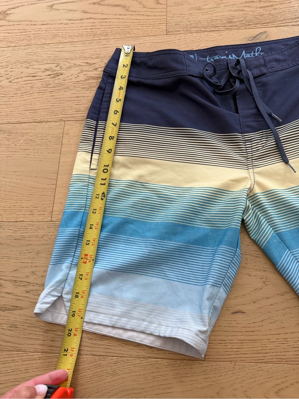 Men's Navy & Blue Gradient Stripe Swim Trunks